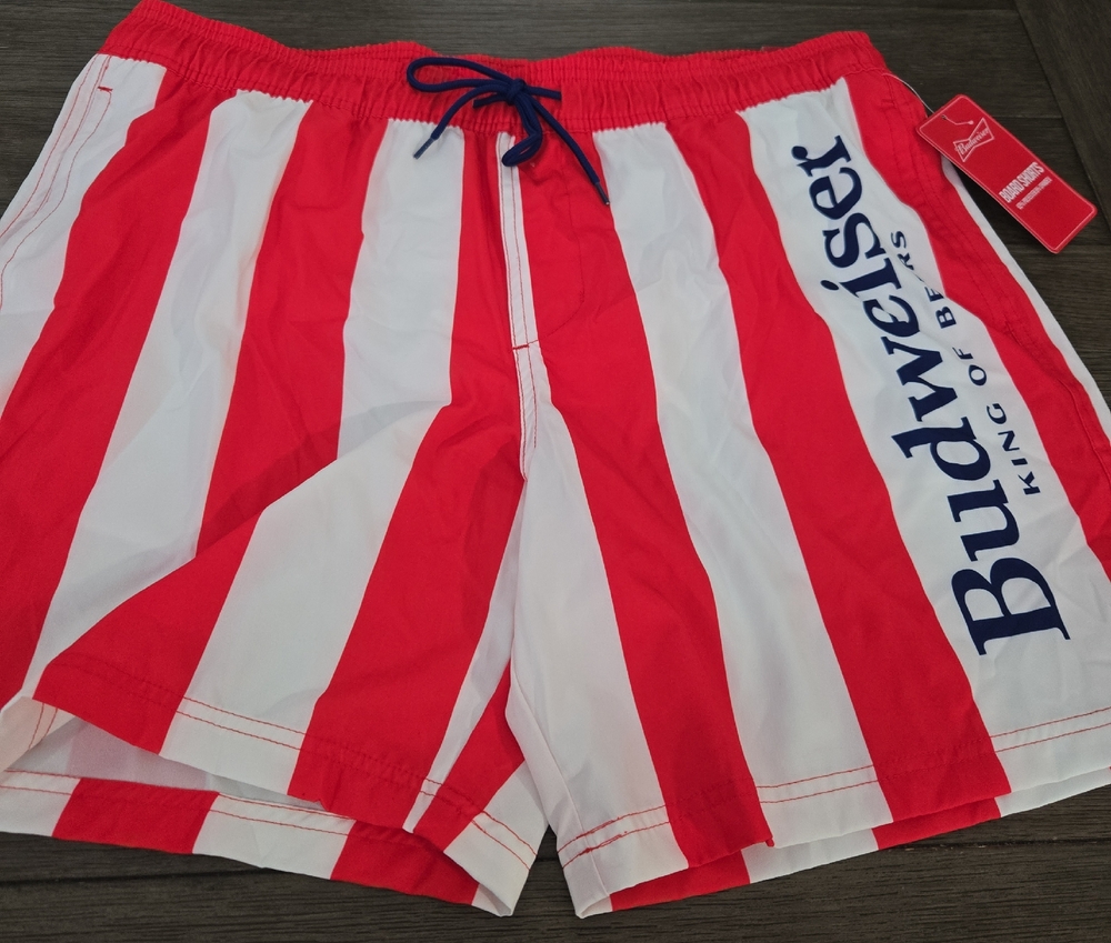 Budweiser Red and White Striped Shorts